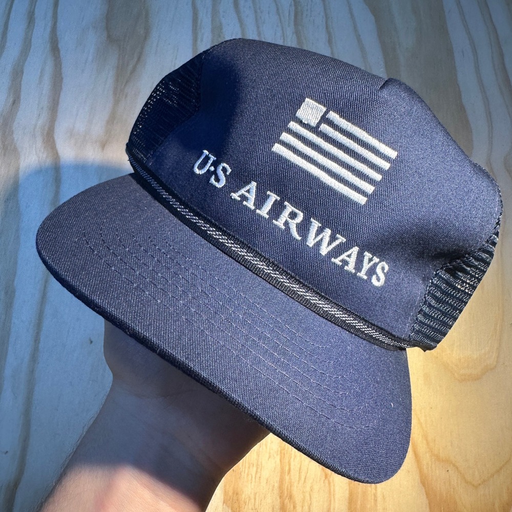 US Airways Mens Navy Blue Vintage Trucker Hat Snapback Mesh Cap OSFM